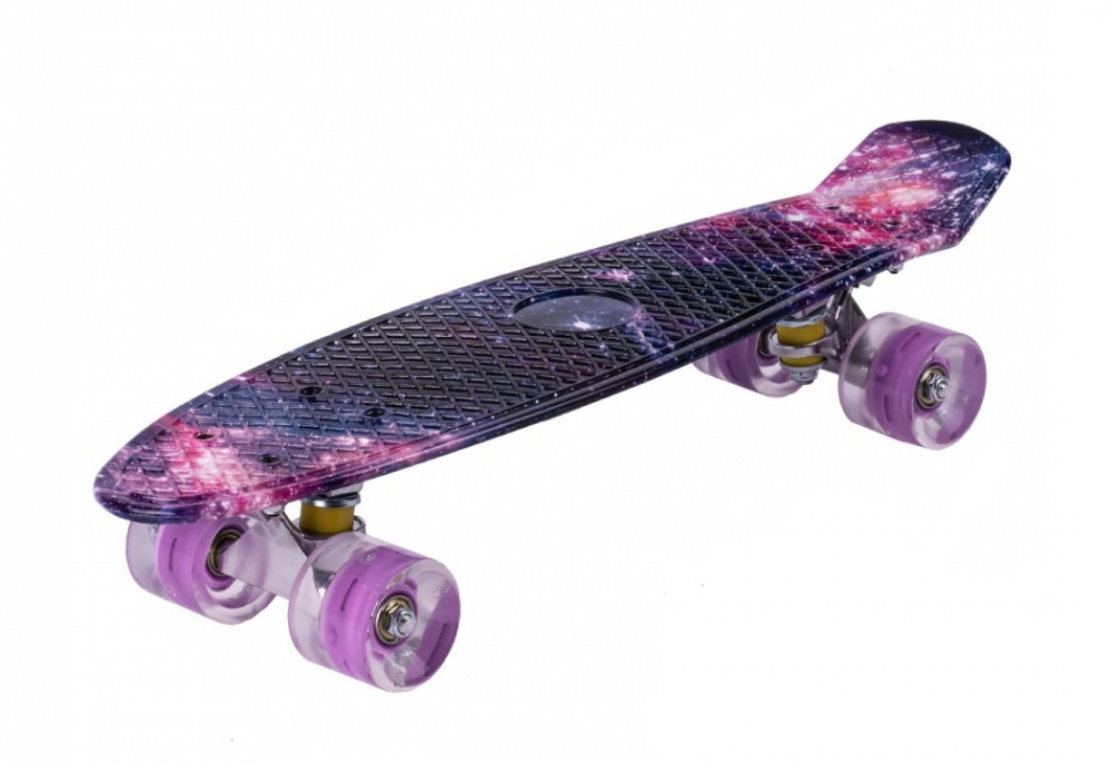 Skateboard cu led-uri pentru copii 56x15cm Space Colors