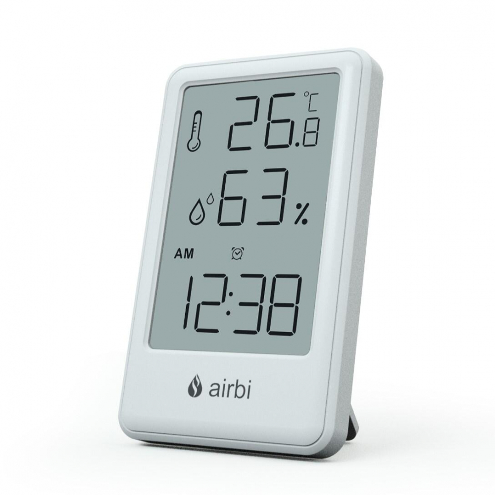Termometru si higrometru AirBi Frame digital de camera ceas cu alarma si suport expandabil alb BI1051 AirBi imagine 2022