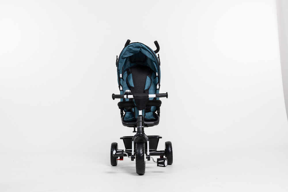 Tricicleta pentru copii Bebe Royal Paris Turquoise cu sezut reversibil, roti din spuma Eva, suport pentru picioare, spatar reglabil si functia free wheel - 2 | YEO