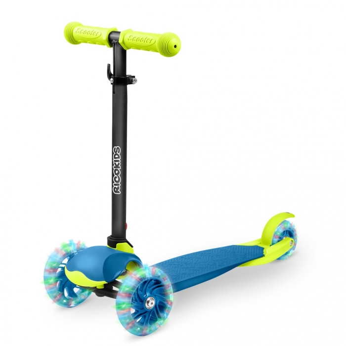 Trotineta cu roti cu led Ricokids Loco albastru cu verde - 6