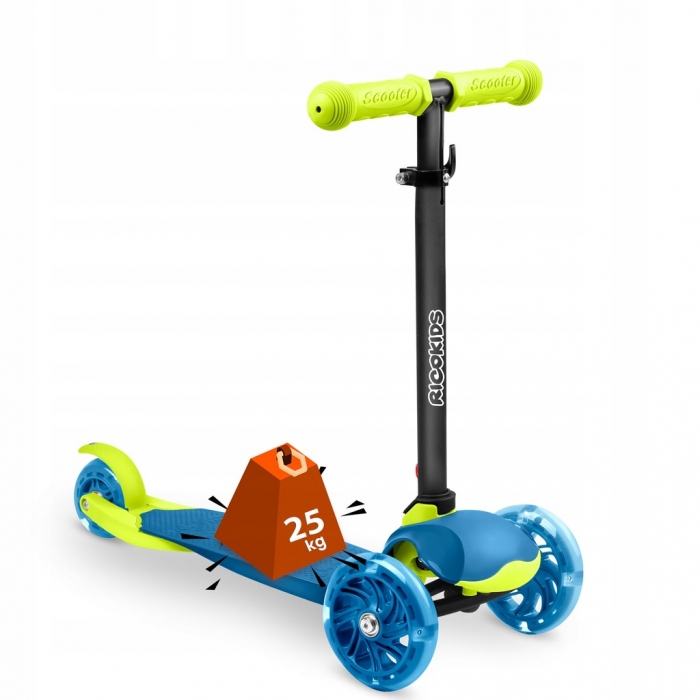 Trotineta cu roti cu led Ricokids Loco albastru cu verde - 3