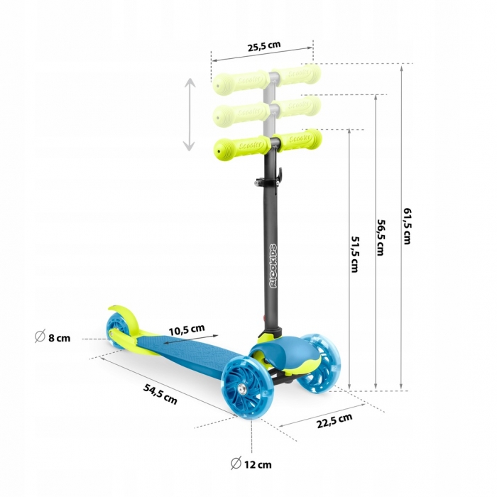 Trotineta cu roti cu led Ricokids Loco albastru cu verde - 5