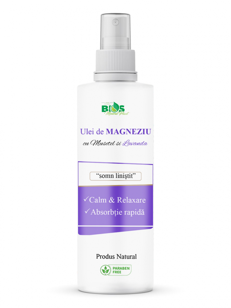 Ulei de magneziu Bios Mineral Plant cu musetel si lavanda somn linistit 200 ml