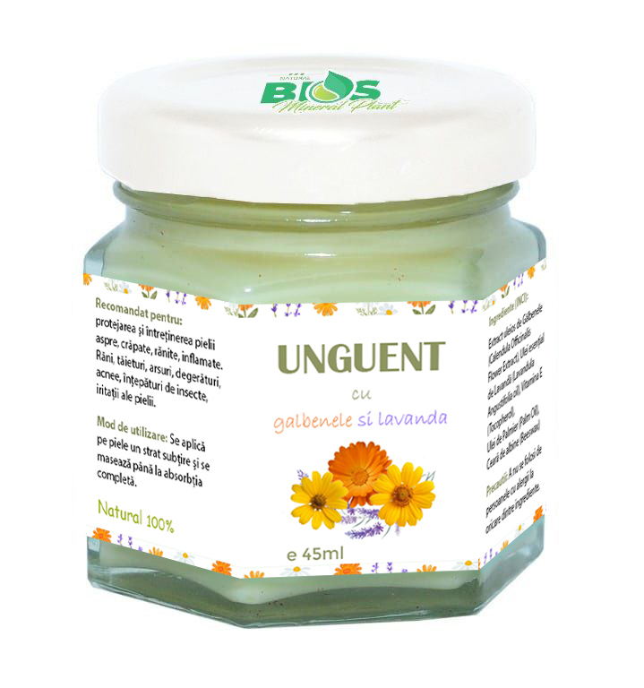 Unguent Bios Mineral Plant cu galbenele si lavanda 45 ml