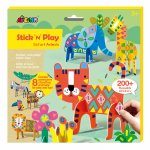 Joc creativ Stick N Play cu scene 3D si stickere repozitionabile Animale Safari