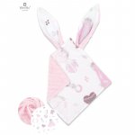 Jucarie textila senzoriala cu doua fete MimiNu 30 x 30 cm Minky Baby Shower Pink