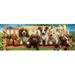 Puzzle 1000 piese panoramic Educa Puppies on the Bench