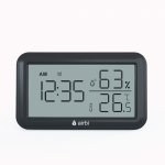 Termometru si higrometru AirBi Line digital de camera ceas cu alarma si suport expandabil negru BI1052