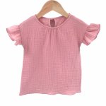 Tricou cu volanase la maneci Too pentru copii din muselina Blushing Pink 2-3 ani