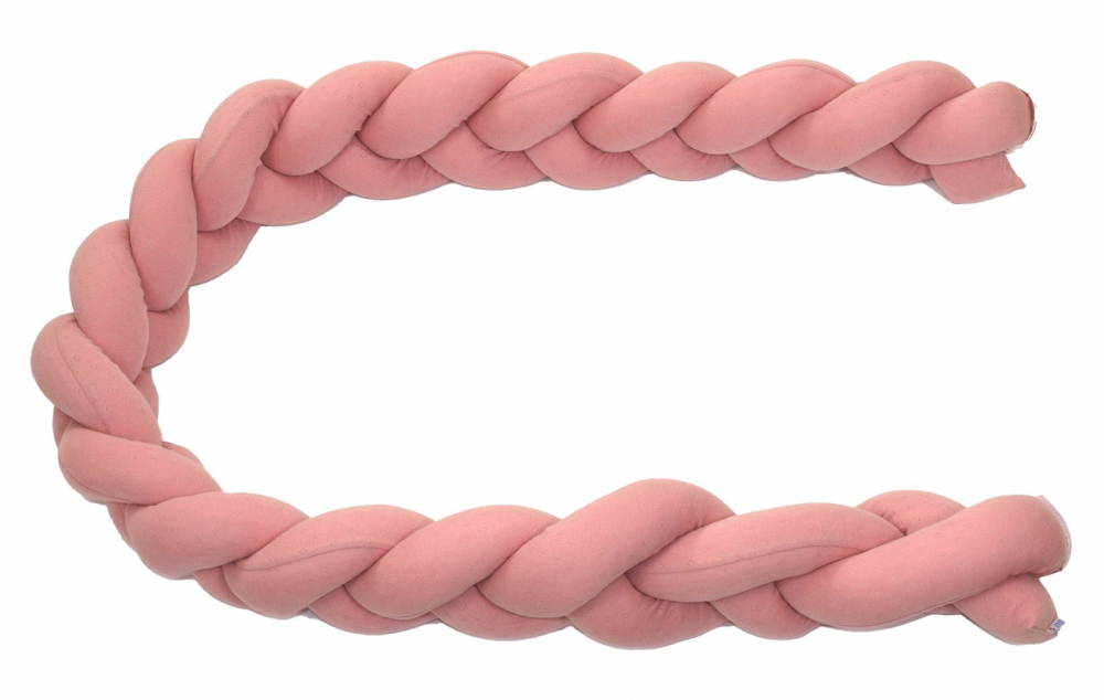 Aparatoare laterala pat bumper impletit cu inchidere velcro bumbac tricot roz 180x21 cm - 4