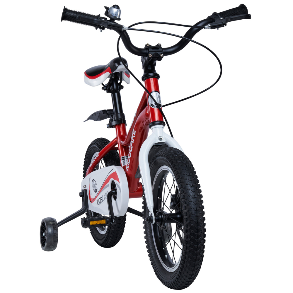 Bicicleta pentru copii 2-4 ani KidsCare HappyCycles 12 inch cu roti ajutatoare si frane pe disc rosu - 1
