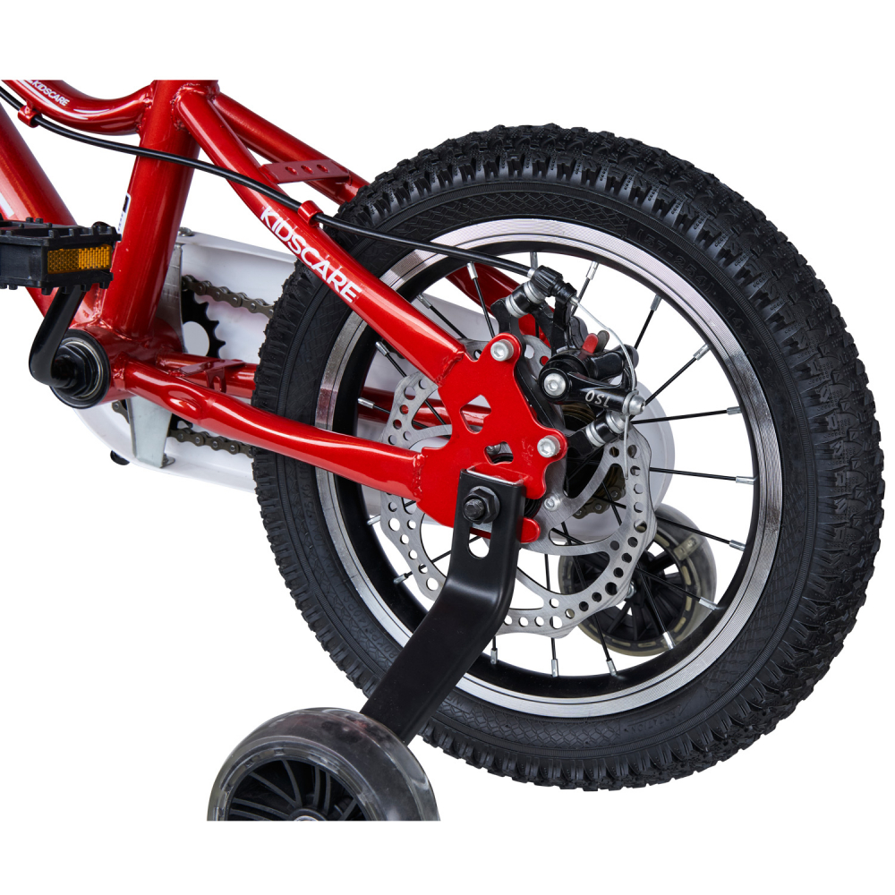 Poze Bicicleta pentru copii 5-8 ani KidsCare HappyCycles 16 inch cu roti ajutatoare si frane pe disc rosu nichiduta.ro 