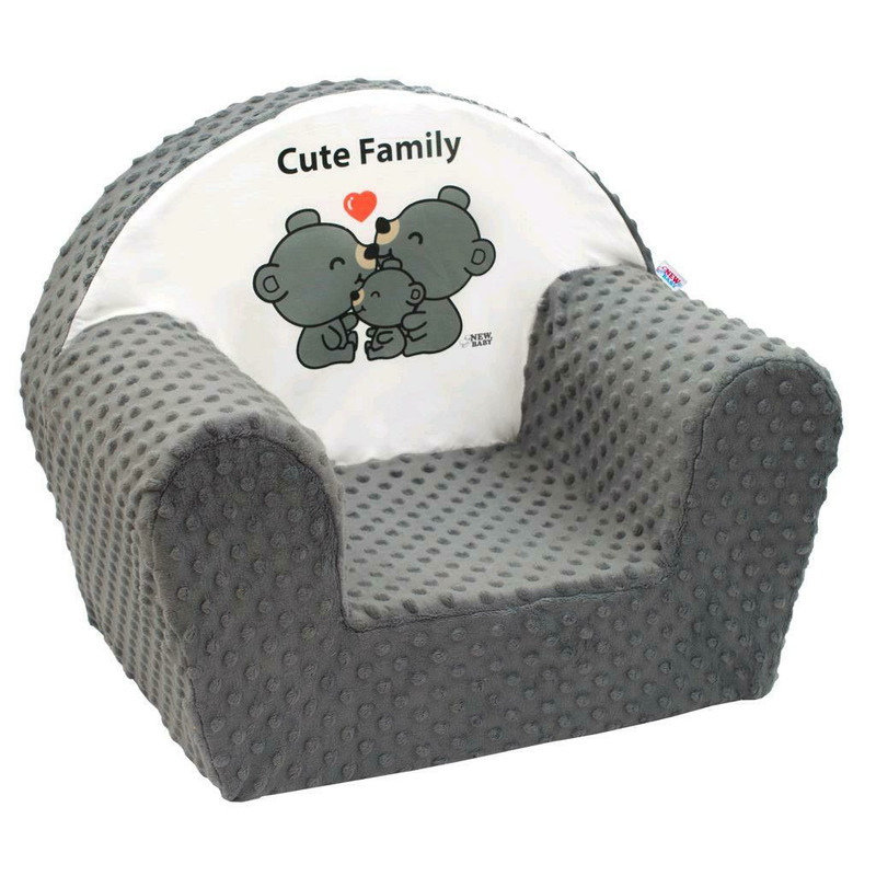 Fotoliu din burete New Baby din tesatura minky Cute Family Gray - 3