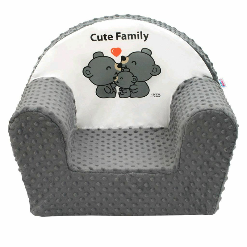 Fotoliu din burete New Baby din tesatura minky Cute Family Gray