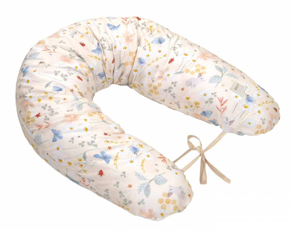 Perna pentru gravide si alaptare Amy cu husa detasabila din bumbac 100 si umplutura antialergica BabySoft Lunca bej