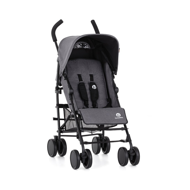 Carucior sport PetiteMars Musca, Cu spatar reglabil, Capotina XXL, Usor, 7.9 kg, 6 luni+, Standard de siguranta EN 18882018 Gri - 4