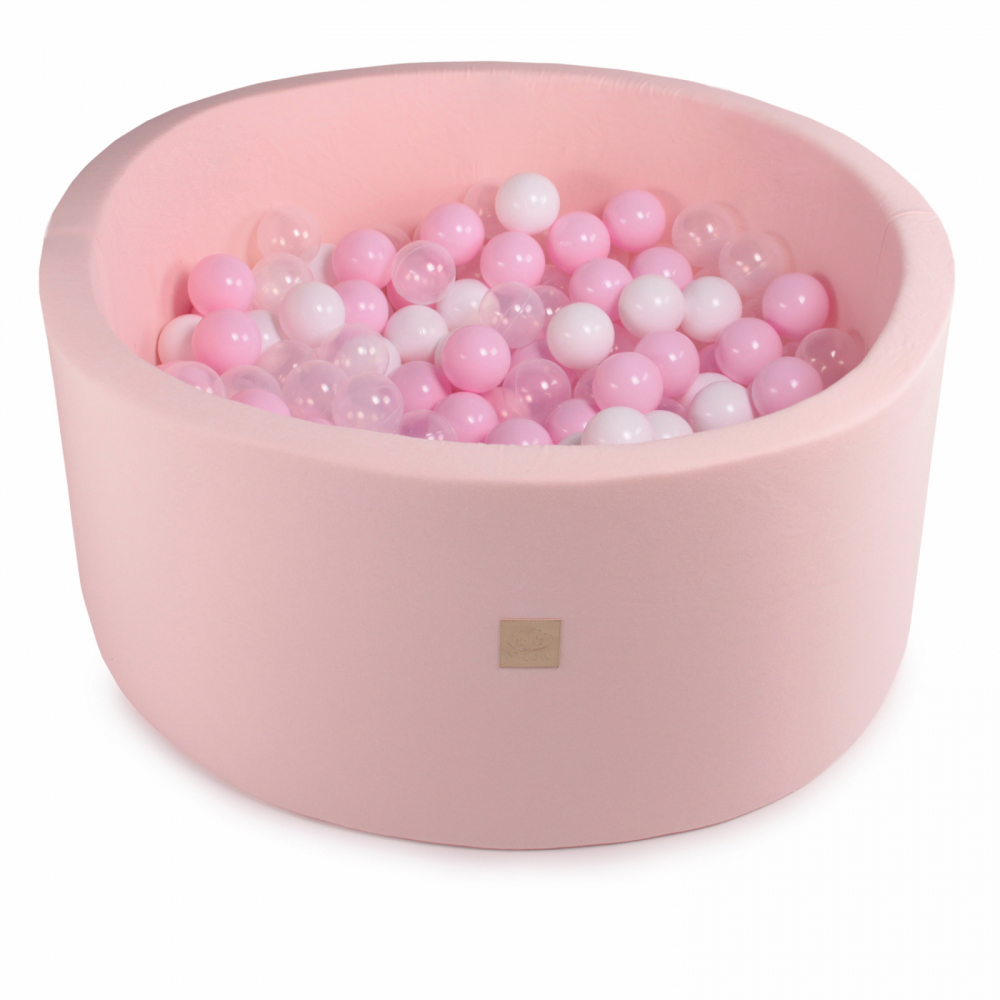 Piscina uscata MeowBaby cu 250 de bile alb perlat-transparent-roz pastel Amour 90x40 cm roz deschis - 6