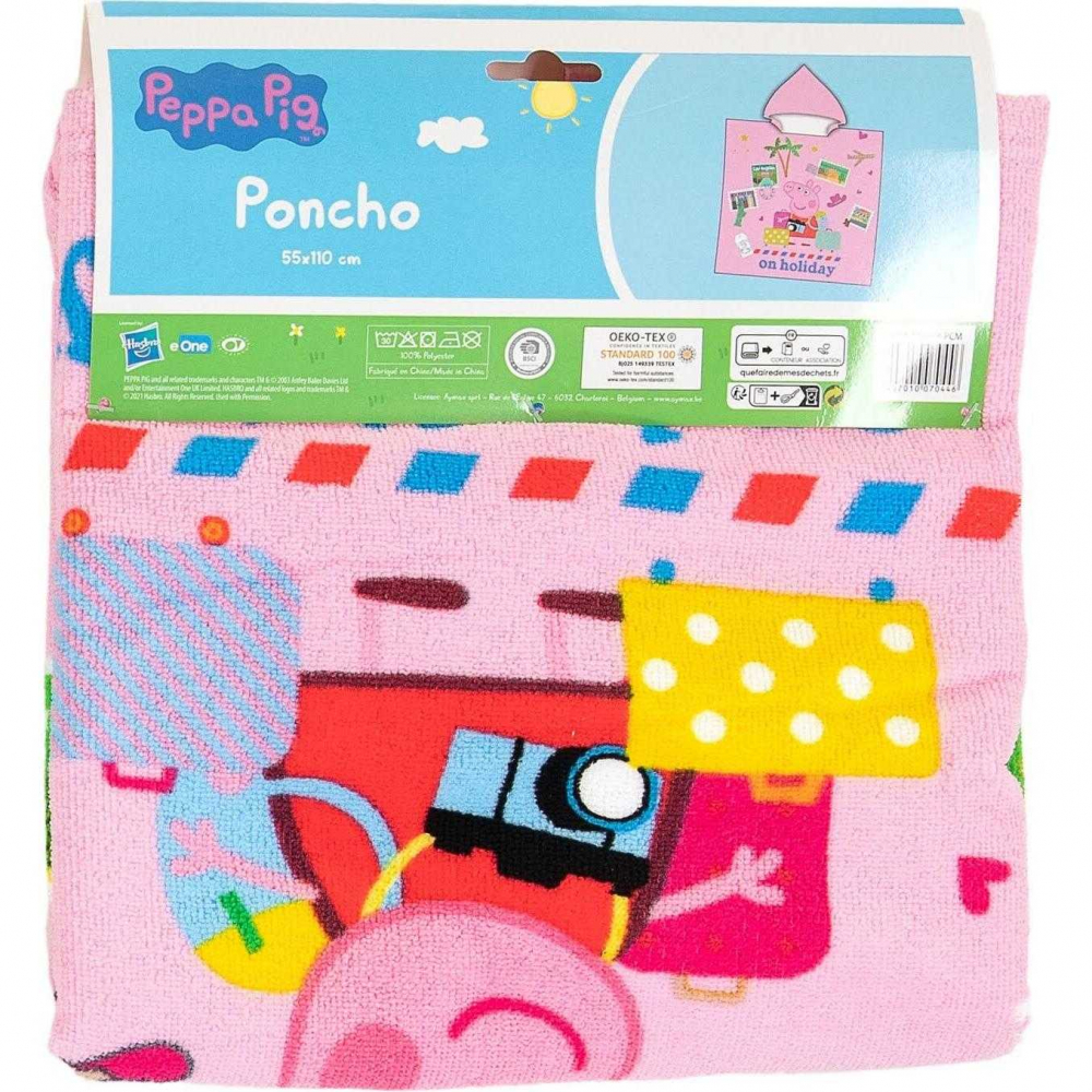 Poncho cu gluga SunCity Peppa Pig Holiday 55x110 cm Fast Dry AMY070446 - 1 | YEO