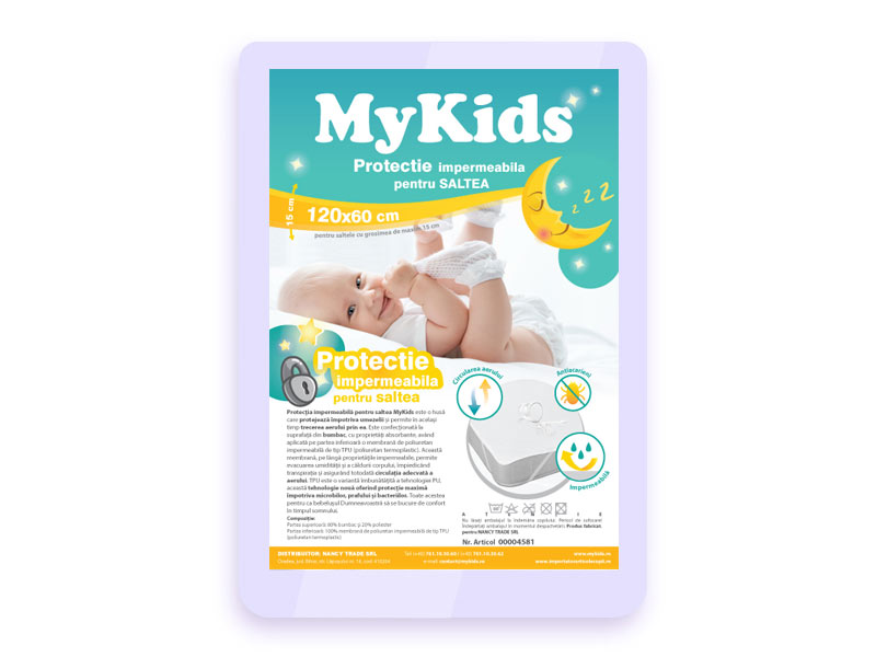 Protectie impermeabila MyKids pentru saltea 115×55 cm Camera copilului