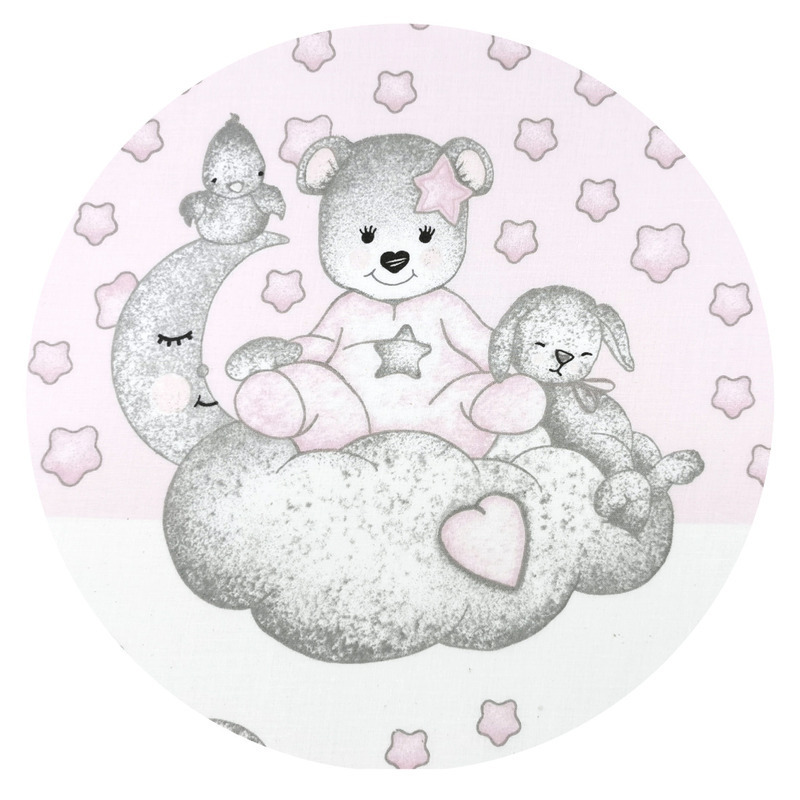 Lenjerie junior cu 2 piese Qmini din bumbac 140x200 cm Teddy Bear with Pink Heart - 1