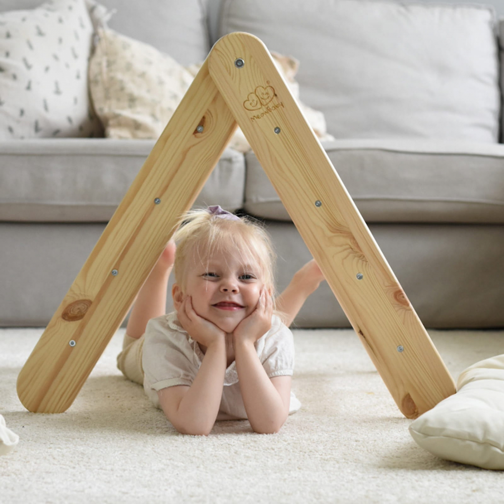 Scara din lemn pentru copii Triunghi de catarare tip Pikler Montessori Natural - 2
