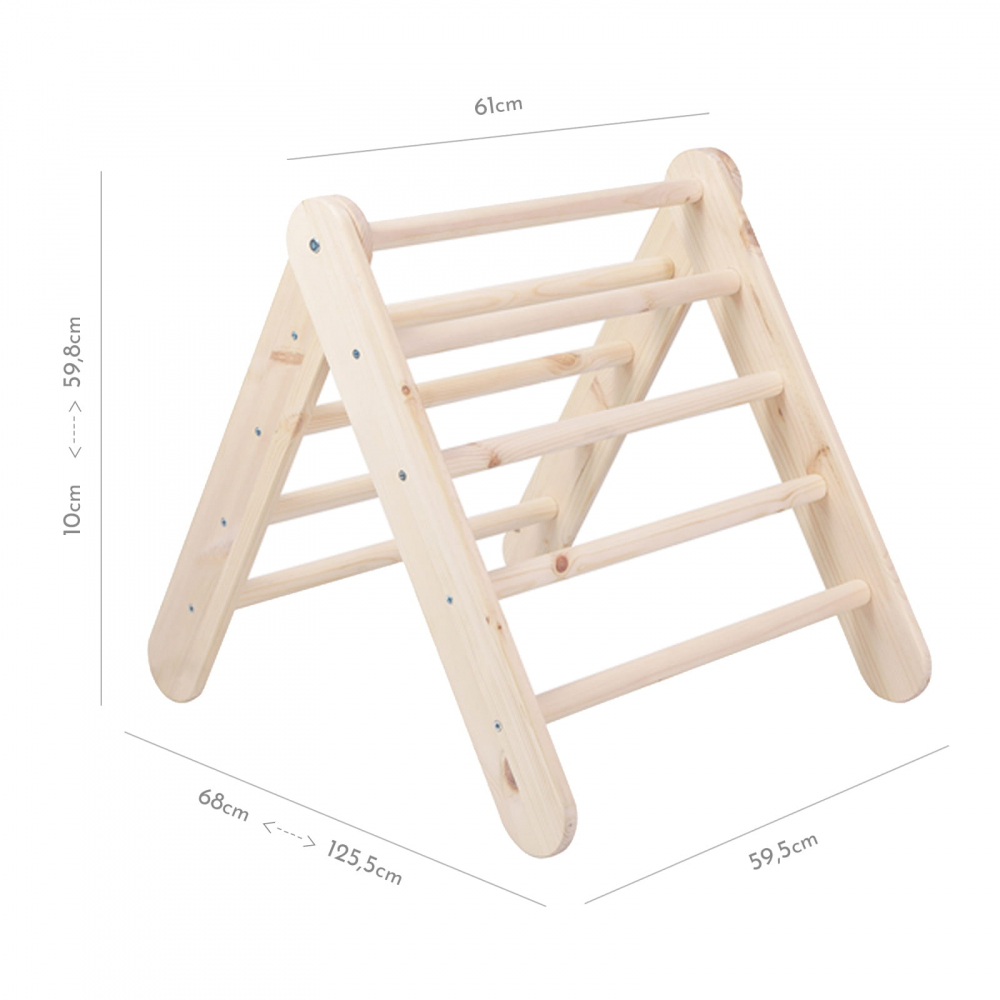 Scara din lemn pentru copii Triunghi de catarare tip Pikler Montessori Natural - 4
