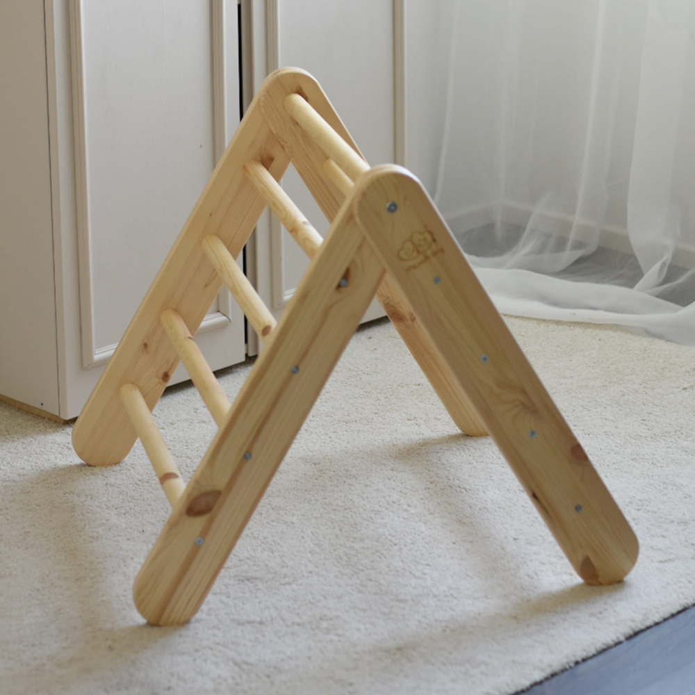 Scara din lemn pentru copii Triunghi de catarare tip Pikler Montessori Natural - 6