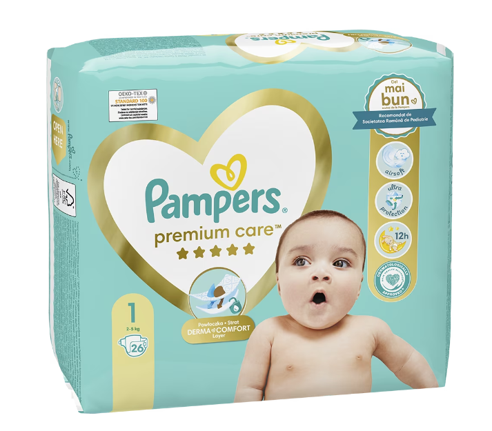 Scutece Pampers Premium Care Nou Nascut Marimea 1, 2-5 kg 26 buc - 2 | YEO