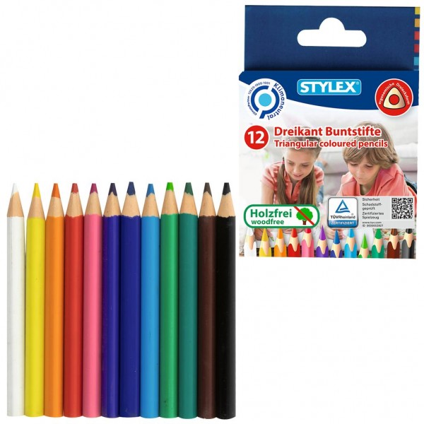 Discipline Dalset Diligence Set 12 creioane colorate, groase, triunghiulare, Stylex, culori vii, varf  ascutit rezistent (VDM1405012) | Istoric Preturi