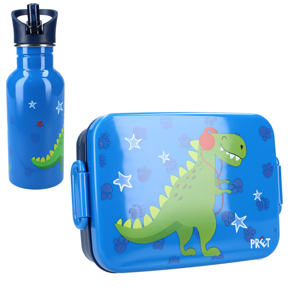 Set cutie alimente 16x13x5 cm si bidon inox 500 ml blue - 1 | YEO