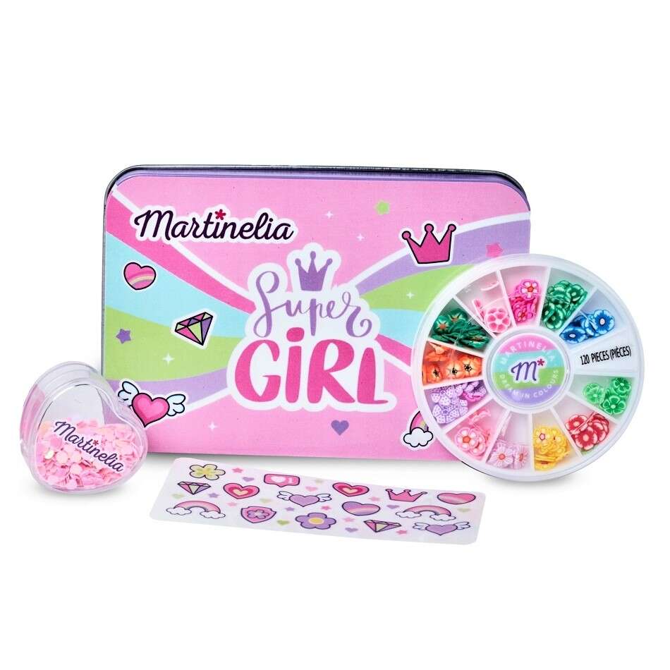 Set de unghii Super Girl Nail Art in cutie metalica Martinelia 11934 12 ml