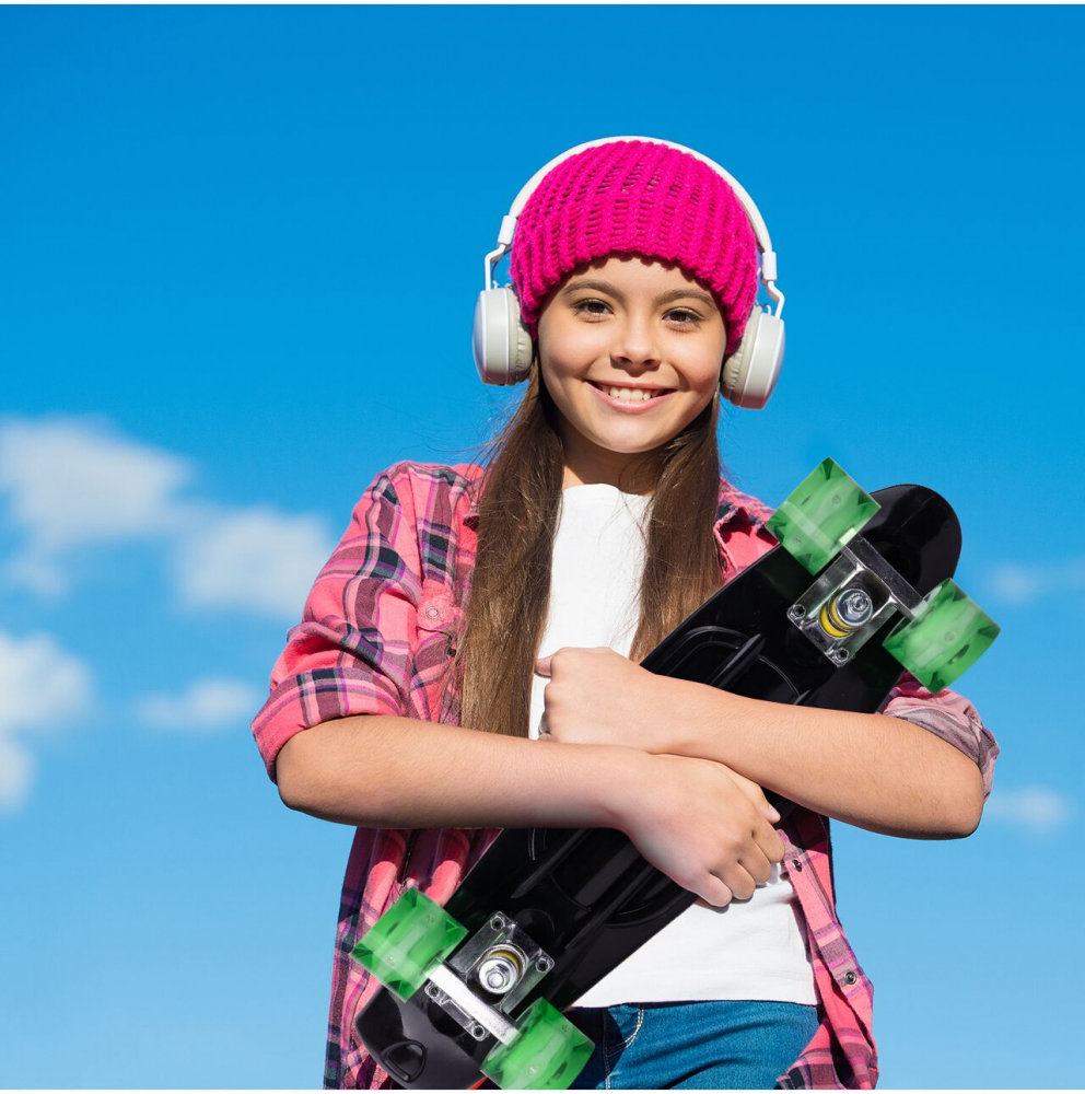 Skateboard cu led-uri pentru copii 56x15cm Black - 2