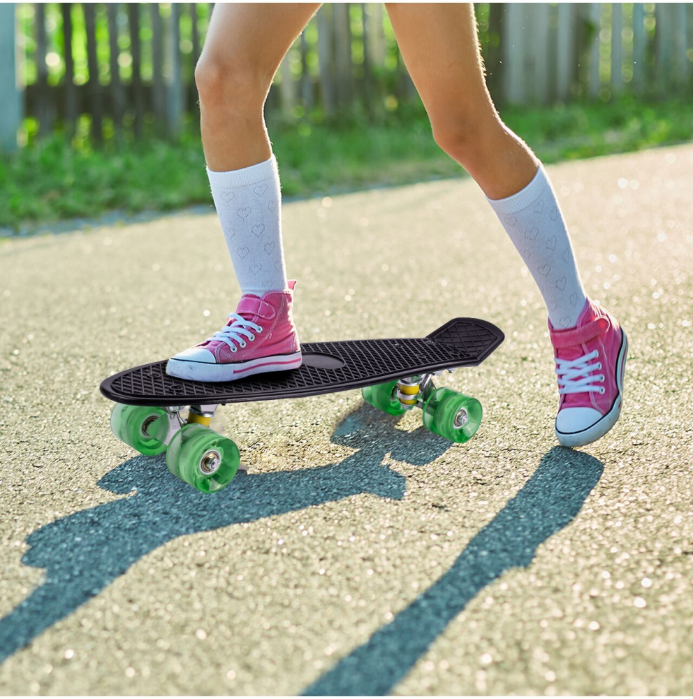 Skateboard cu led-uri pentru copii 56x15cm Black - 3