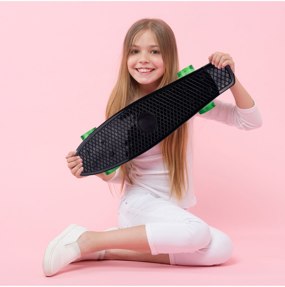 Skateboard cu led-uri pentru copii 56x15cm Black - 6