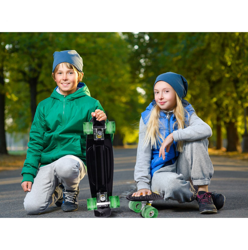 Skateboard cu led-uri pentru copii 56x15cm Black - 8