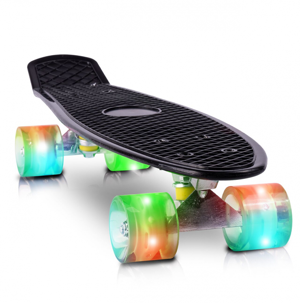 Skateboard cu led-uri pentru copii 56x15cm Black - 9