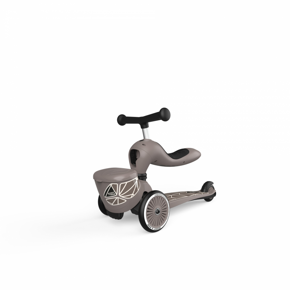 Trotineta copii cu sezut, suport jucarie, transformabila 2 in 1, HighwayKick 1 Lifestyle Brownlines, 1-5 ani, pana la 50 kg, Scoot  Ride