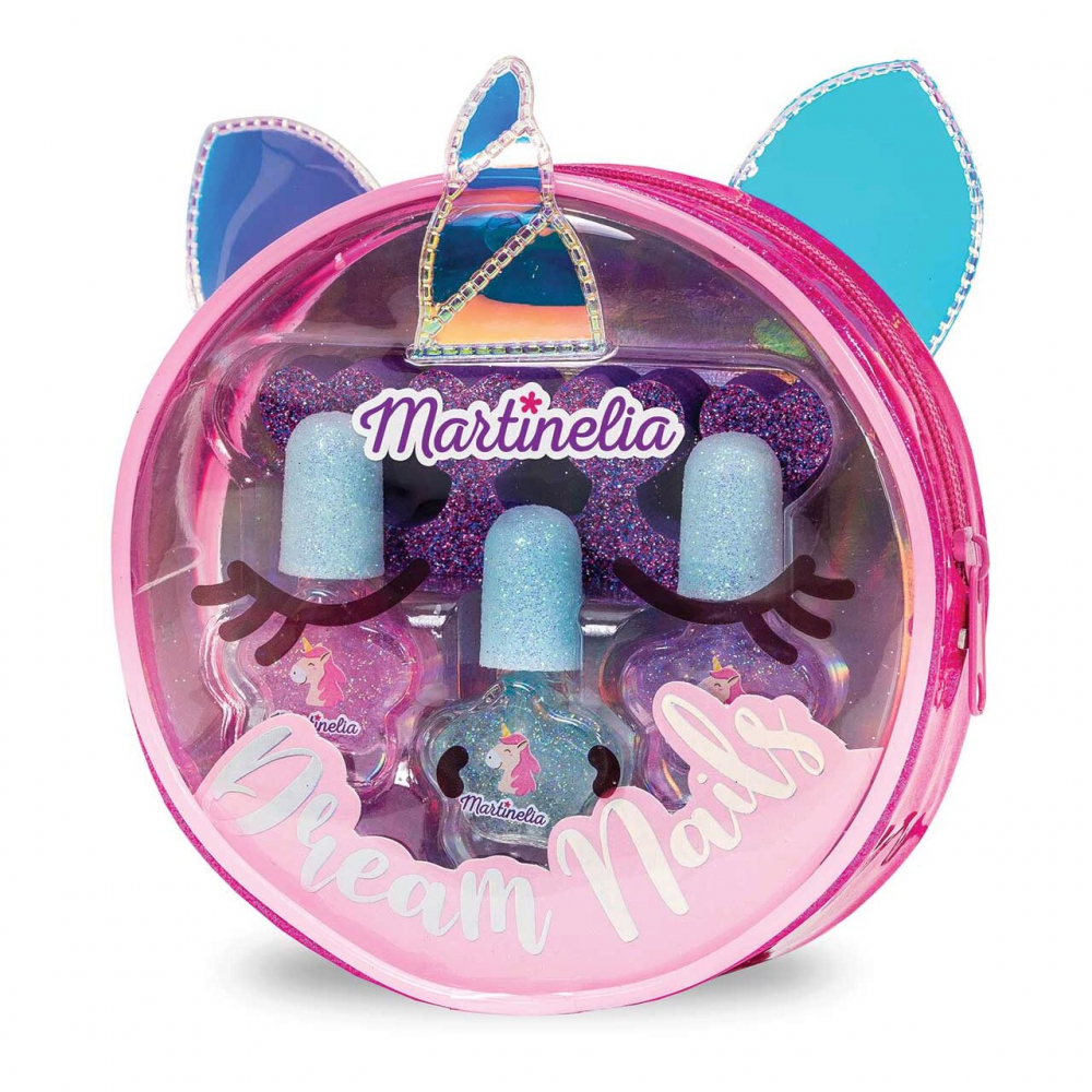 Trusa 3 lacuri de unghii cu accesorii unicorn dream nails pentru fetite martinelia