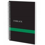 Caiet A4 cu patratele si spira Uniblack 70gr coperta neagra-verde 120 file