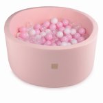 Piscina uscata MeowBaby cu 250 de bile alb perlat-transparent-roz pastel Amour 90x40 cm roz deschis