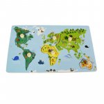 Puzzle din lemn Adam Toys harta lumii 30 x 18 cm N2014