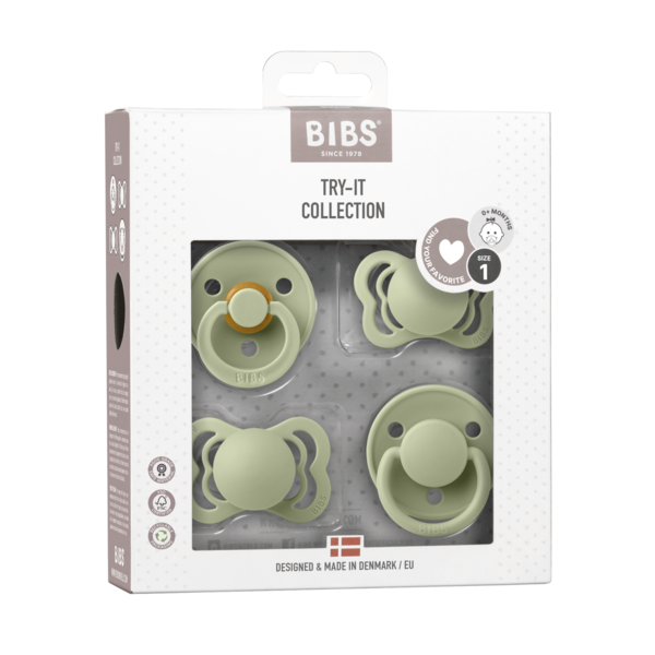 Set 4 suzete Bibs Try-it collection 0 luni + Sage - 1 | YEO