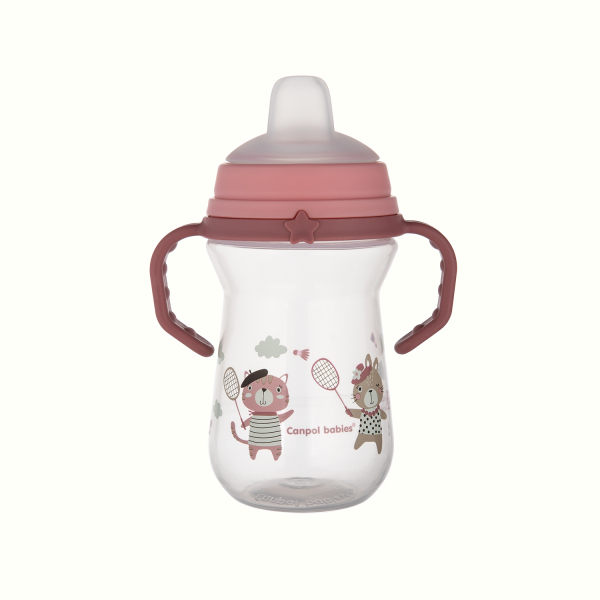 Cana cu cioc de silicon Canpol babies 250ml Bonjour Paris 56613 Pink