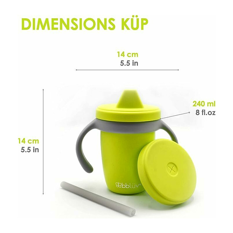 Canuta 4 in 1 cu pai Bbluv cu manere si capac Kup Silicon 240 ml Lime - 1 | YEO