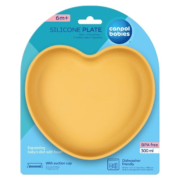 Farfurie din silicon Canpol babies cu ventuza Heart 80309 Yellow