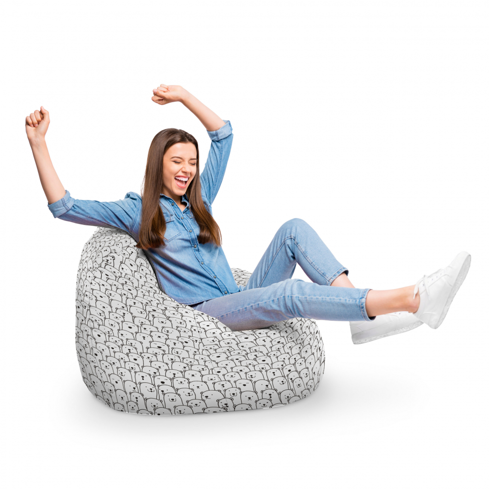 Fotoliu Puf Bean Bag tip Para XL alb cu ursi