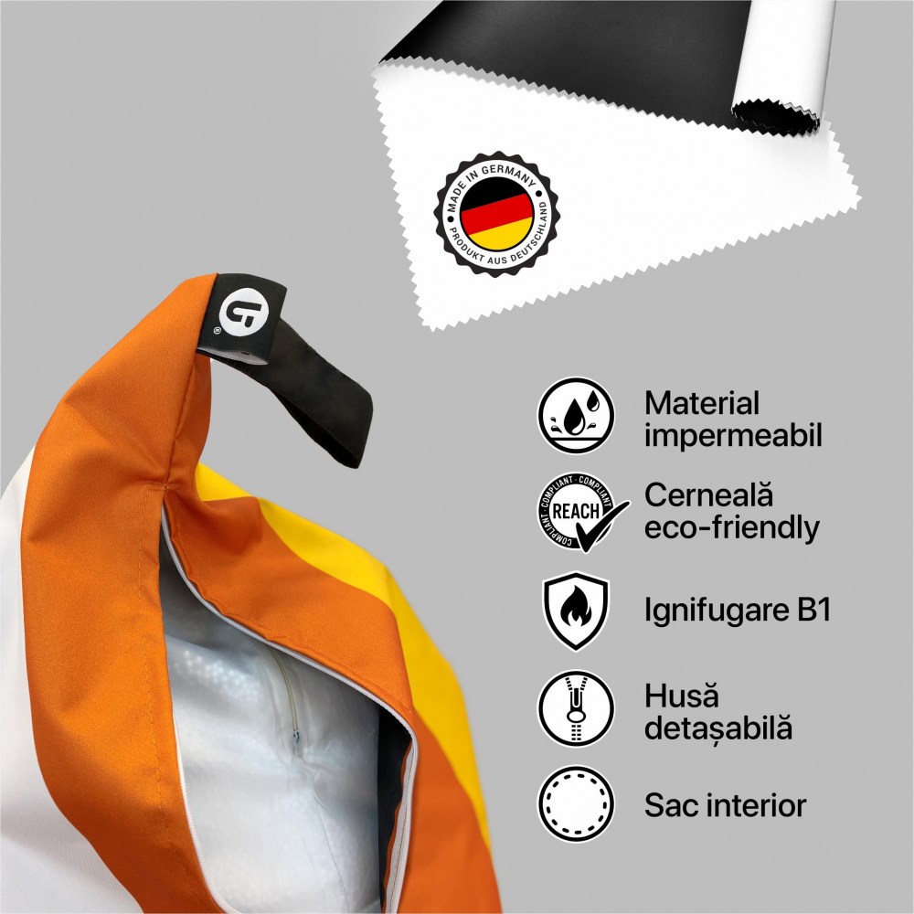 Fotoliu Puf Bean Bag tip Para XL bej cu triunghiuri multicolore - 2