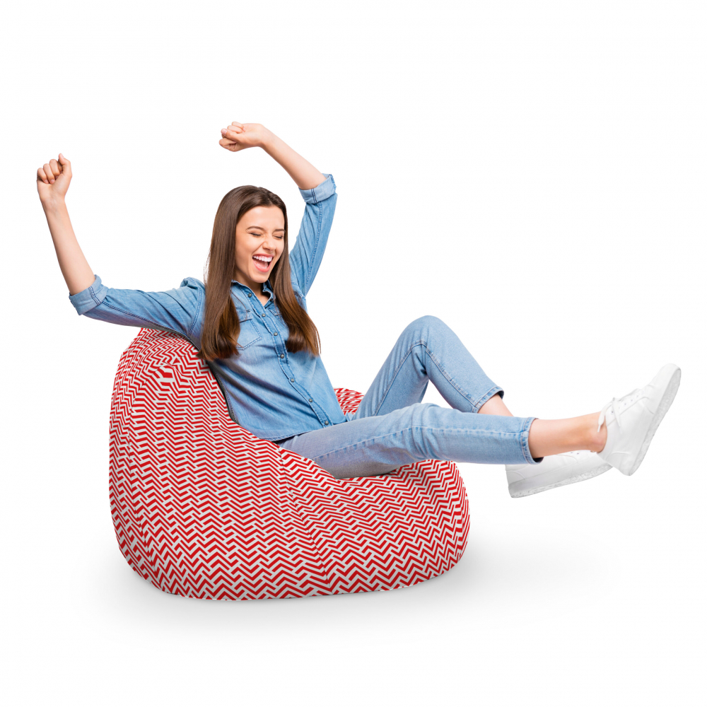 Fotoliu Puf Bean Bag tip Para XL model rosu si alb