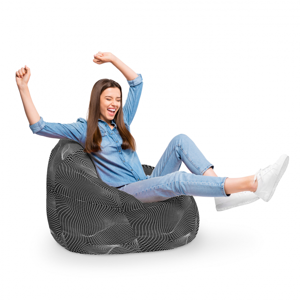 Fotoliu Puf Bean Bag tip Para XL Topografic Negru