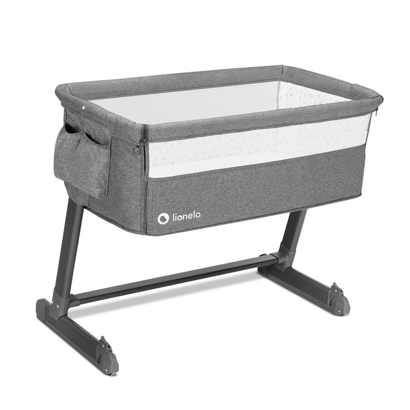 Patut co-sleeper Lionelo Theo 2 in 1 cu setare unghiulara Grey Stone